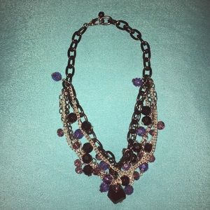 Black & Purple Bead Multi-chain Statement Necklace